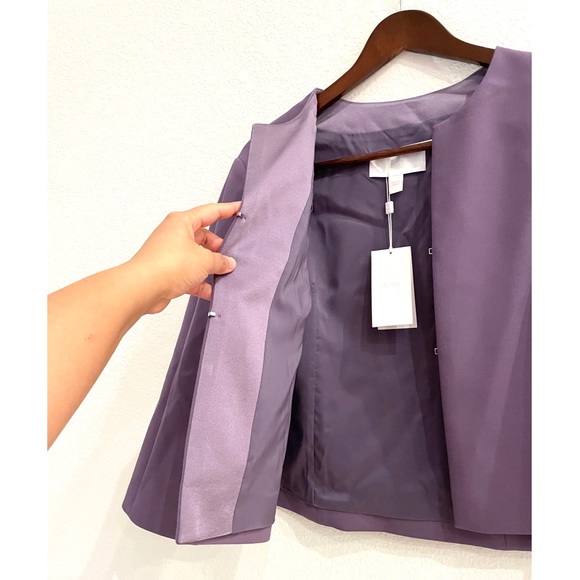 NWT Hugo Boss Purple Mauve Cropped Collarless Blazer Jacket Sz. 12 - Picture 10 of 12